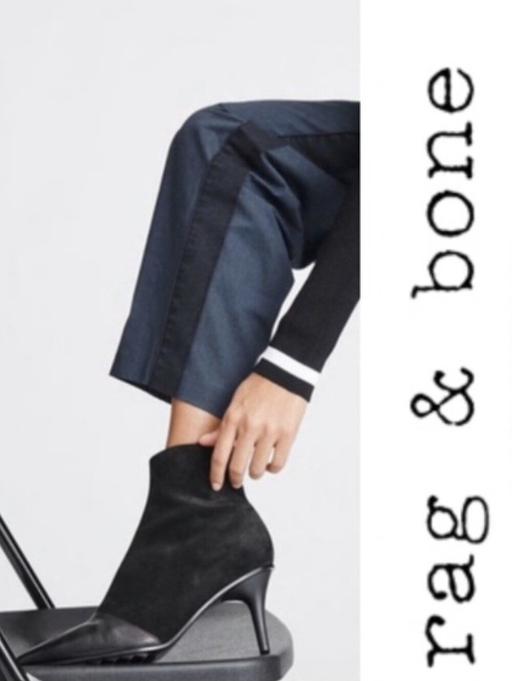 Rag & bone Black Multi Beha Moto Boot - Suede & Leather Heels ITALY  39 (9)